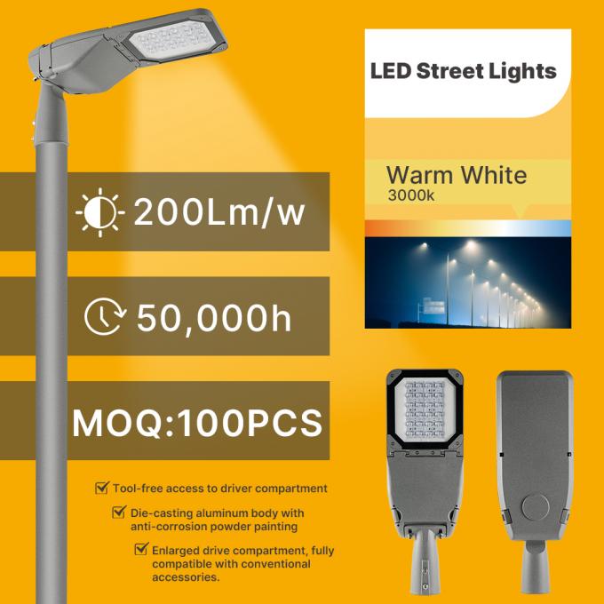 SMD3030 ไฮลูเมน AC LED Street Light 50W 70W ระบบควบคุมแสง 1