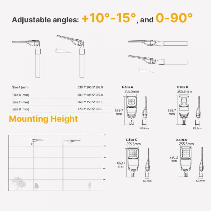 SMD3030 ไฮลูเมน AC LED Street Light 50W 70W ระบบควบคุมแสง 3
